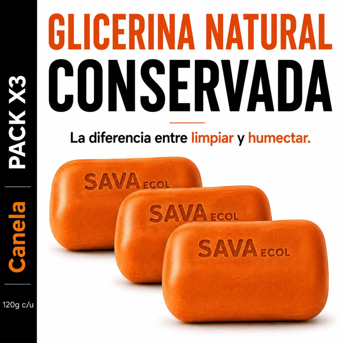 Glicerina natural conservada en jabón de canela pack x3 - Sava Ecol
