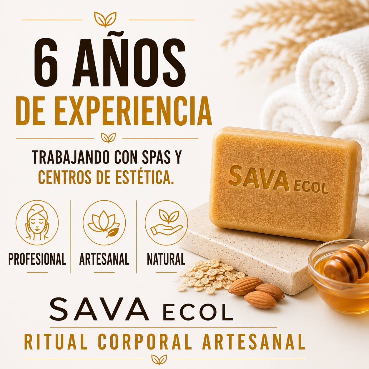 Jabón artesanal avena miel y almendra para piel sensible Bogotá